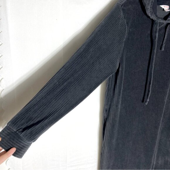 Joe Fresh Dark Grey Corduroy Cozy Oversized Hoodie Dress Tunic L - Picture 9 of 15